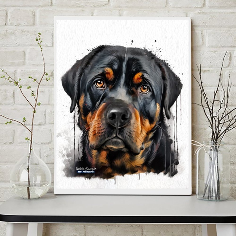 8x10 Rottweiler Dog Portrait Best Friend Watercolor‎ Oil Painting Art Print